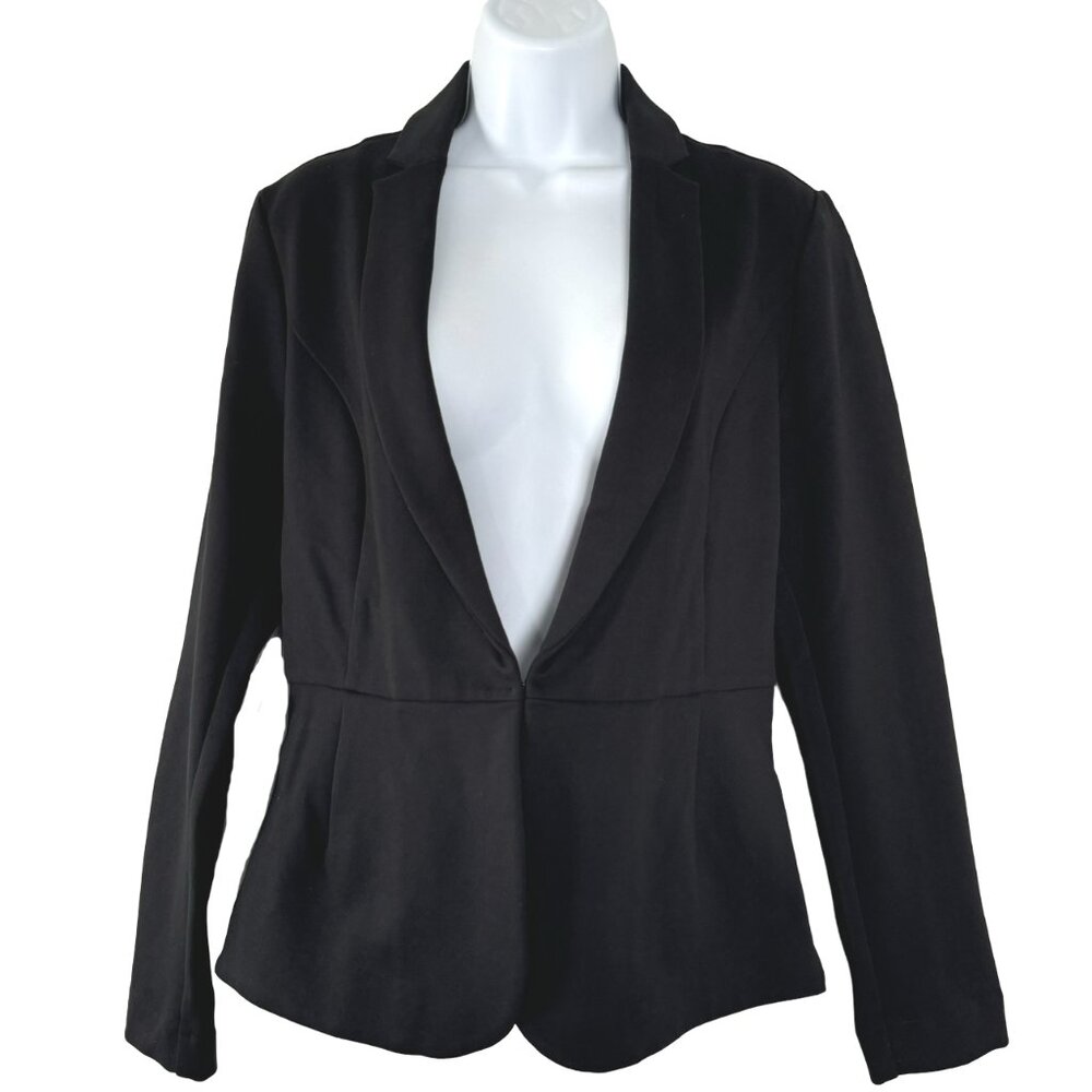 Quince Ultra Stretch Ponte Blazer Jacket Womens Small Black CJ-1854